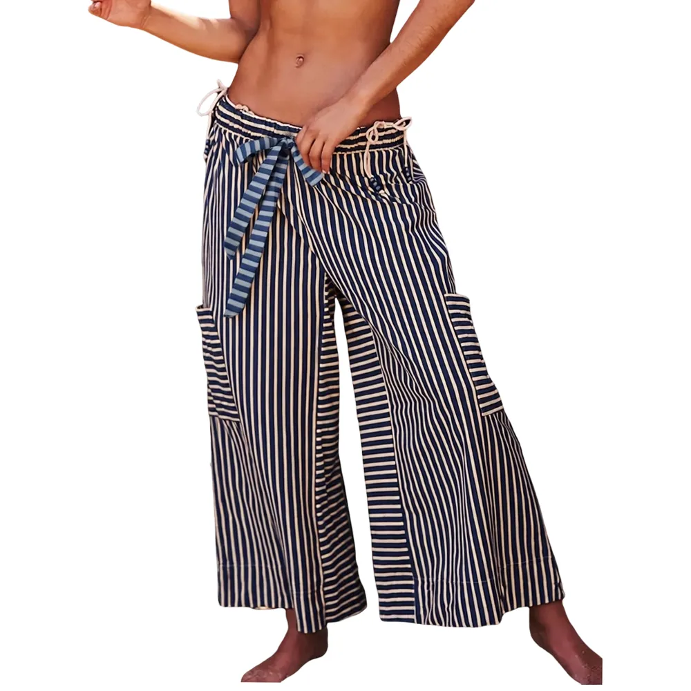 Women's Striped Wide Leg Pants