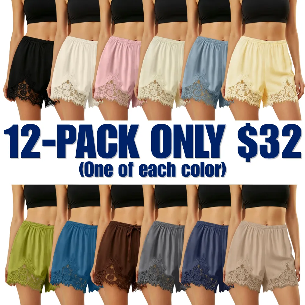 🔥Hot Sale💥Women's Satin Lace Shorts🔥12-PACK - All Colors Included