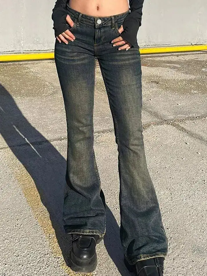 Vintage Basic Low Rise Flared Jeans