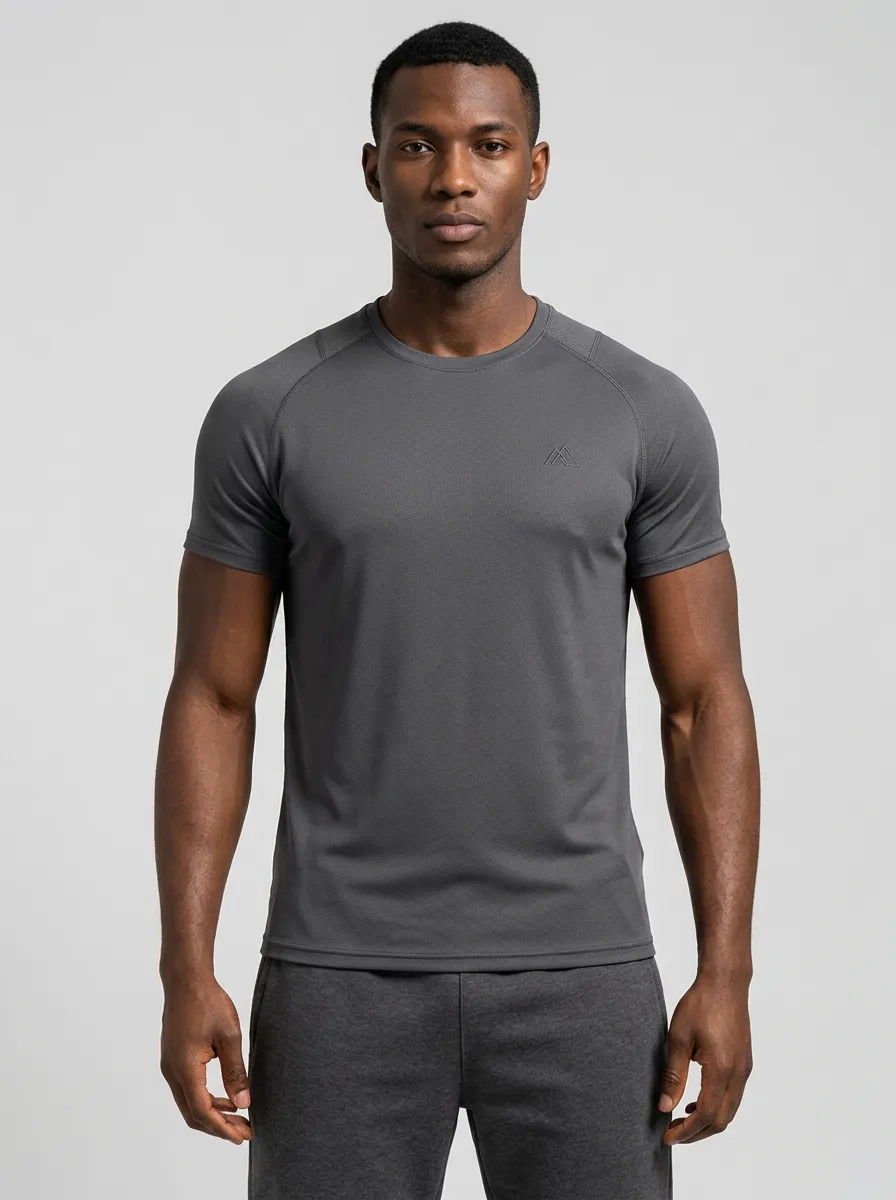Men's Emblem Training Textured Raglan Sport Crewneck T-Shirt