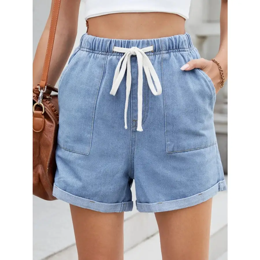 Drawstring Wash Denim Shorts