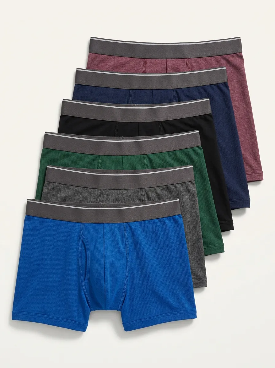 Men's Multi-Color Solid Basic Breathable Boxer Briefs 6-Pack