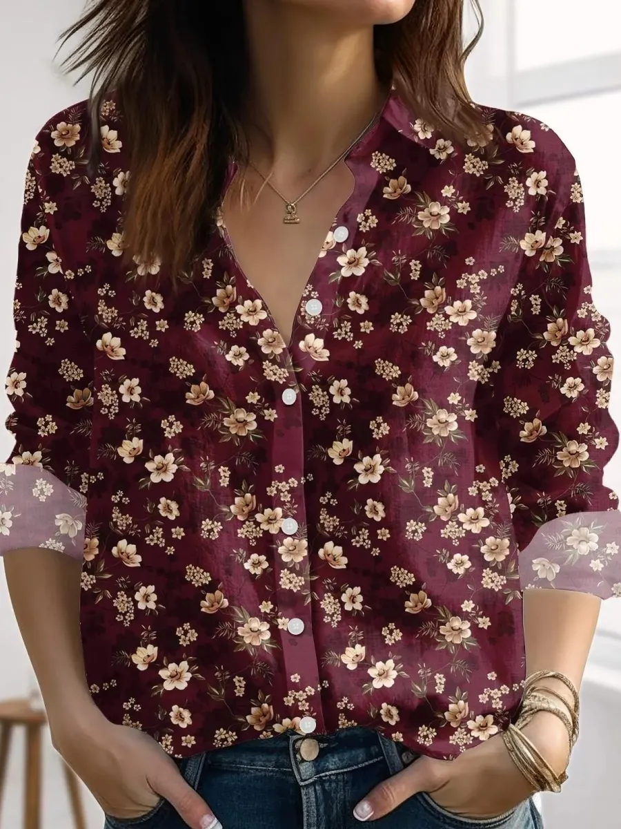 Retro Floral Long Sleeve Shirt