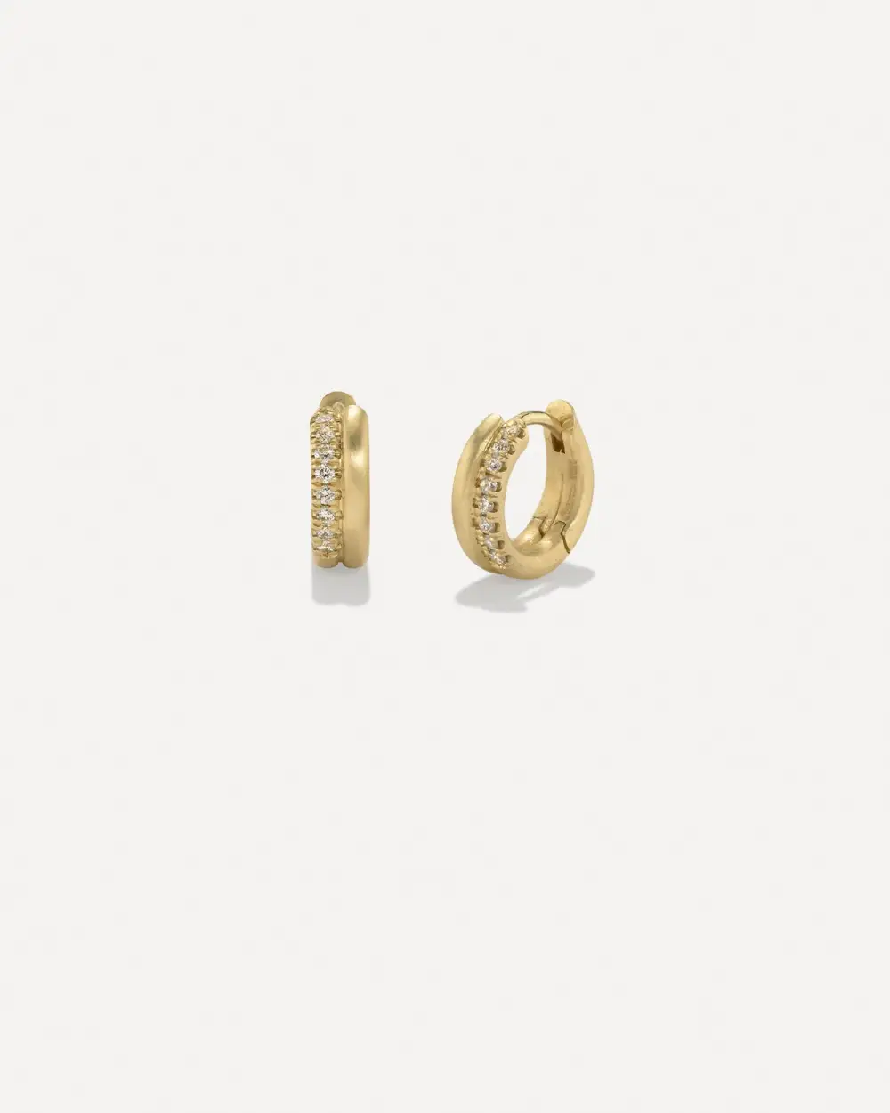 Pave Fifty Fifty Double Huggie Earrings