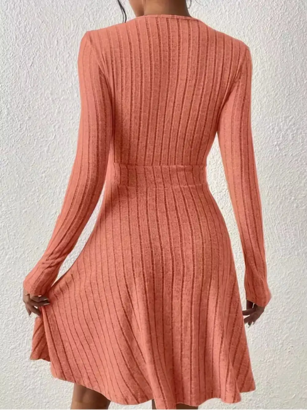 Ribbed Knit Wrap Mini Dress