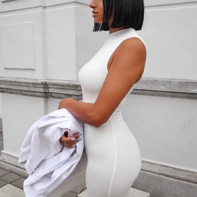 Sleeveless High Neck Biker Romper