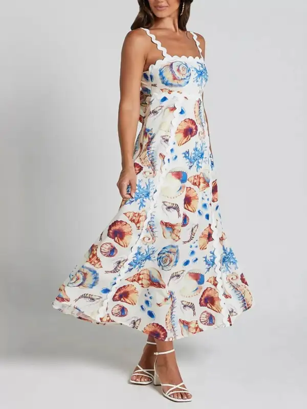 Seashell Scalloped Midi Dress