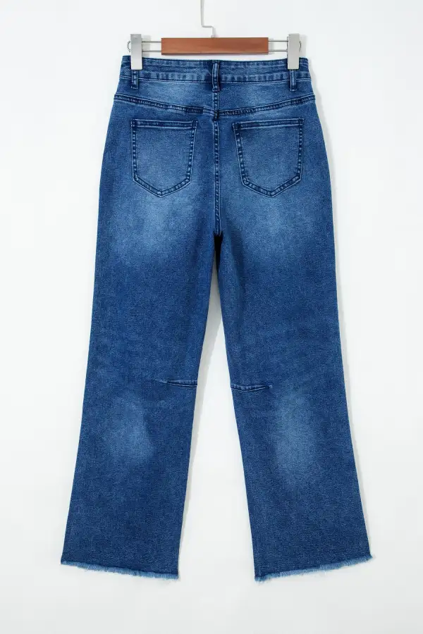 Frayed Cropped Straight Jeans