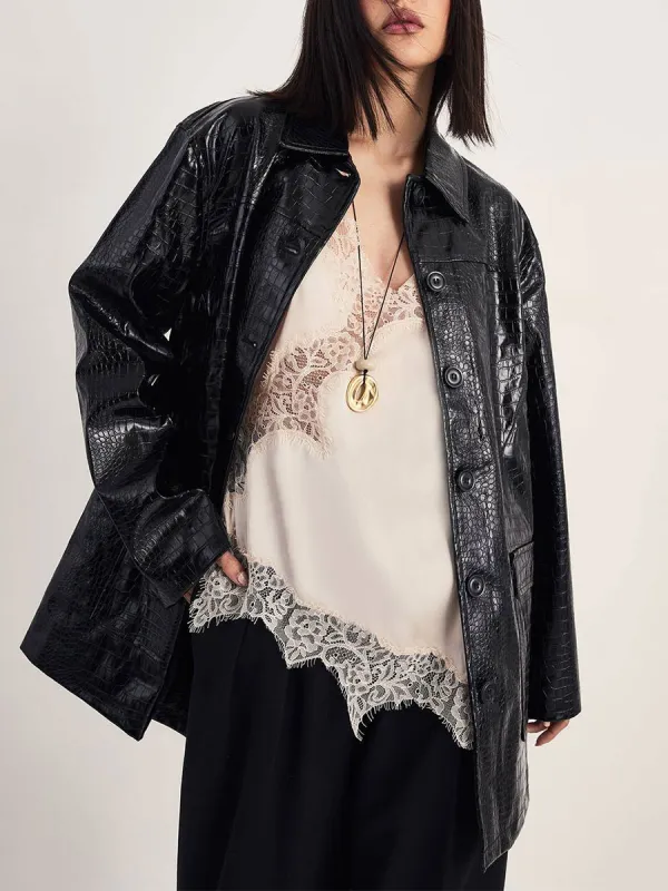 Women's Vintage Leather & Shearling Cropped Jacket