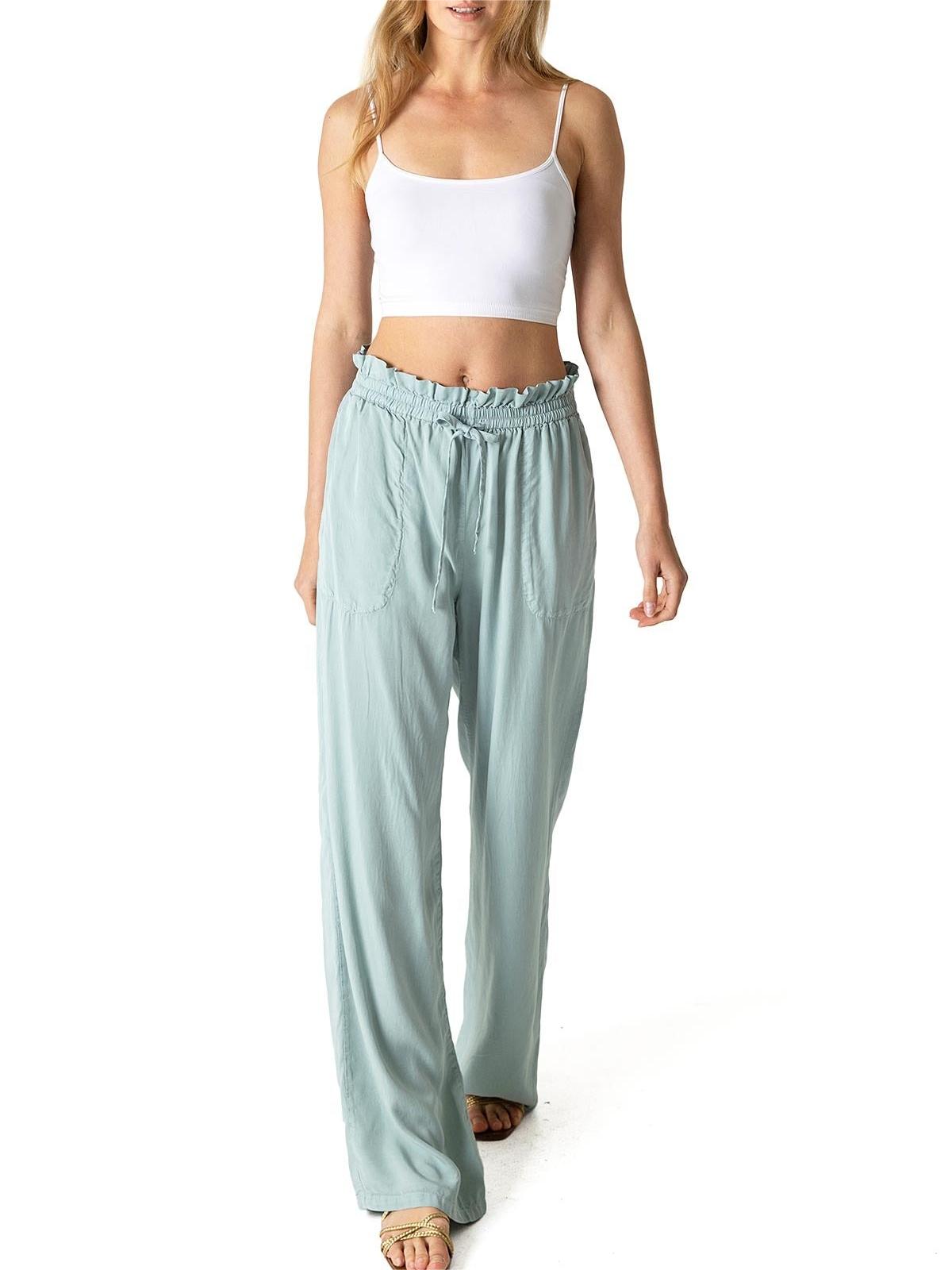 Light Blue Elastic - Waist Wide - Leg Pants