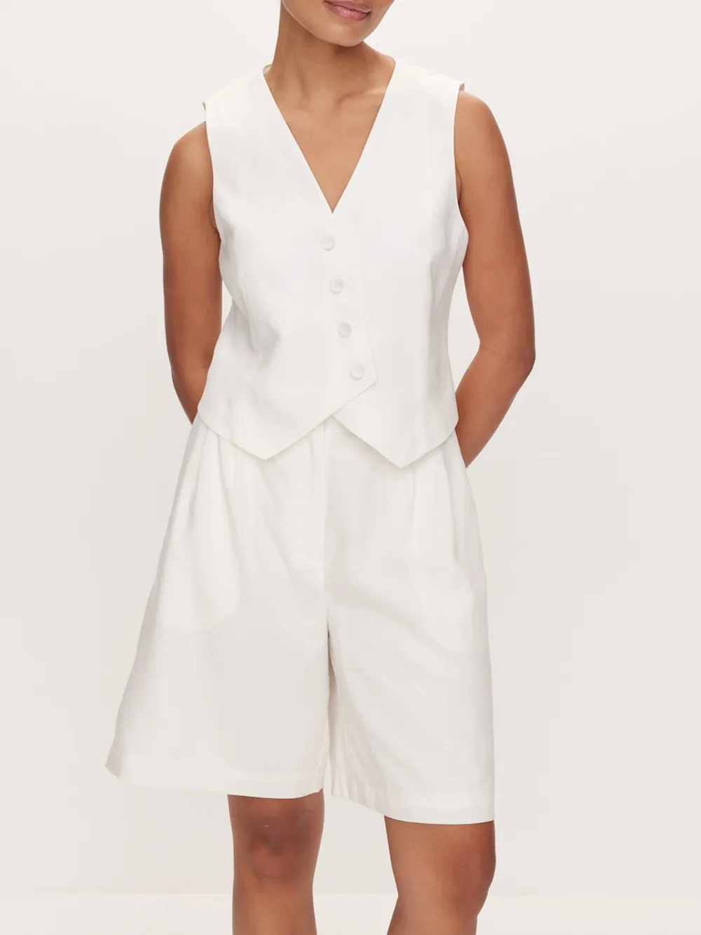 White Asymmetrical Vest