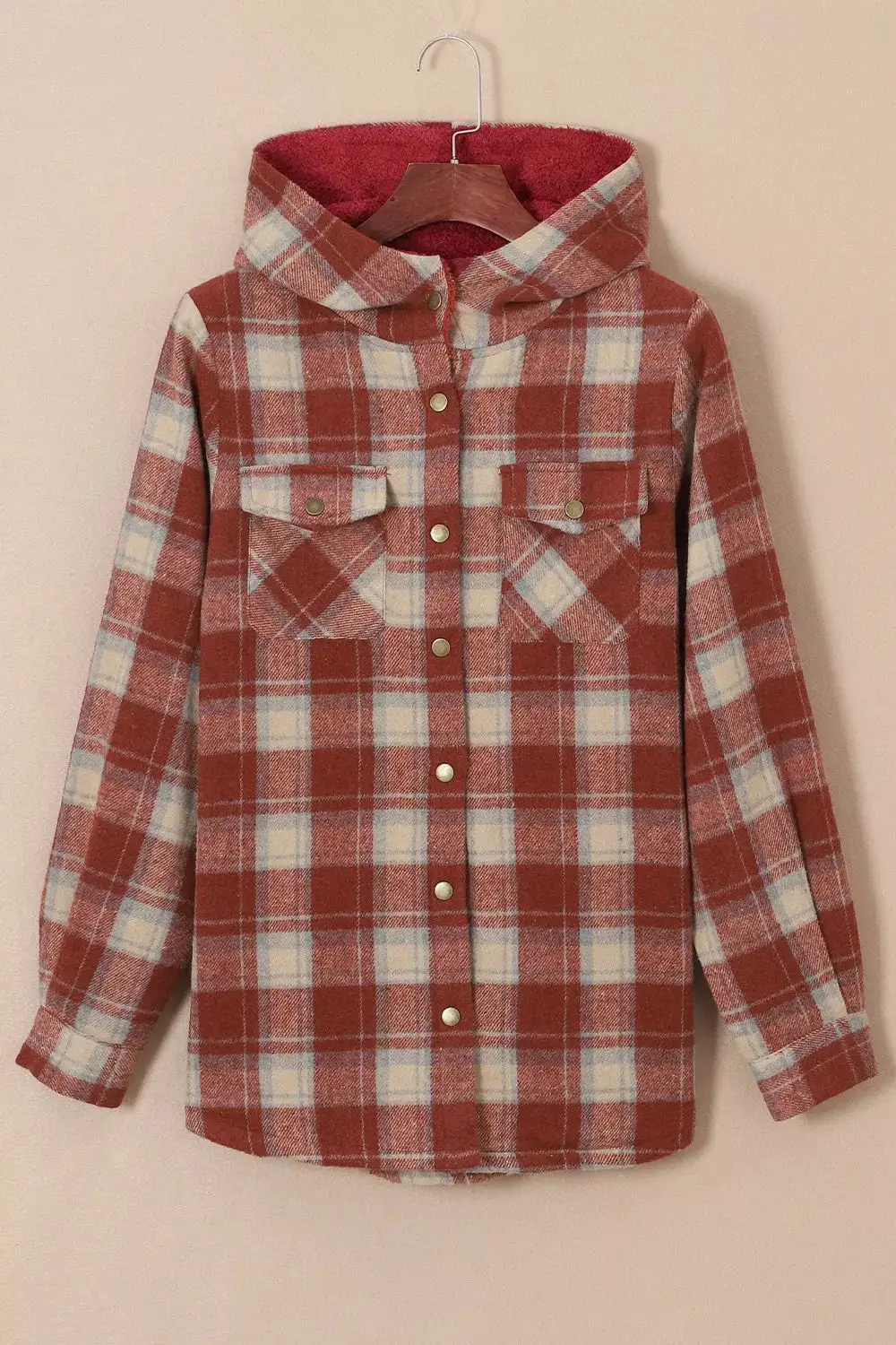 Fleece Lined Plaid Hooded Jacket
