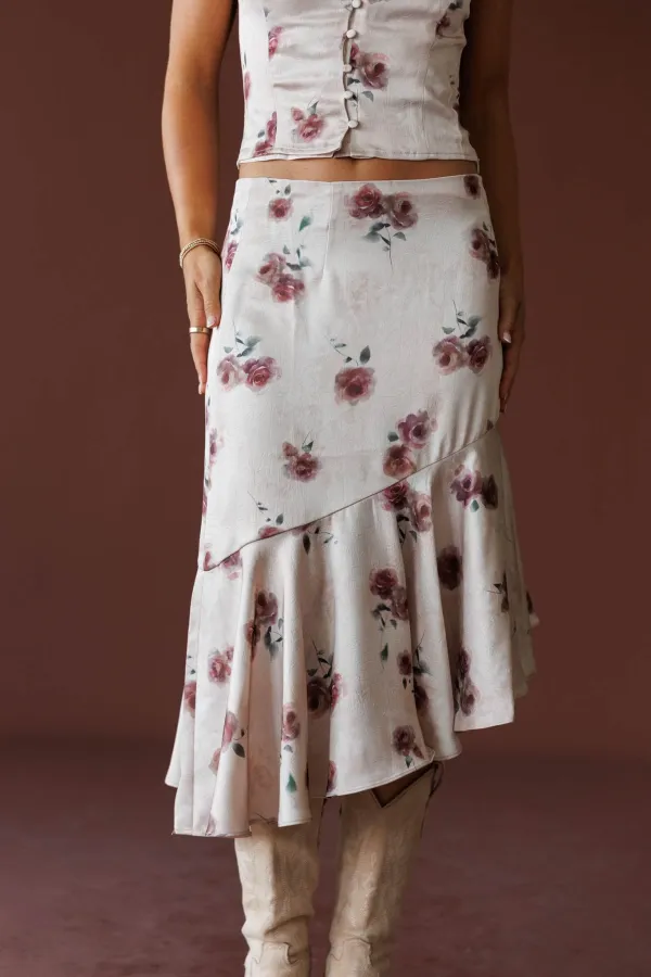 Satin Asymmetrical Midi Skirt