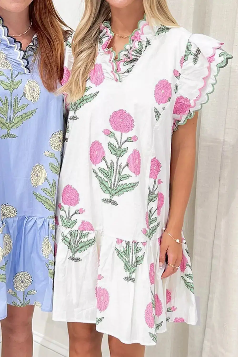 Floral Printed Ruffle Mini Dress