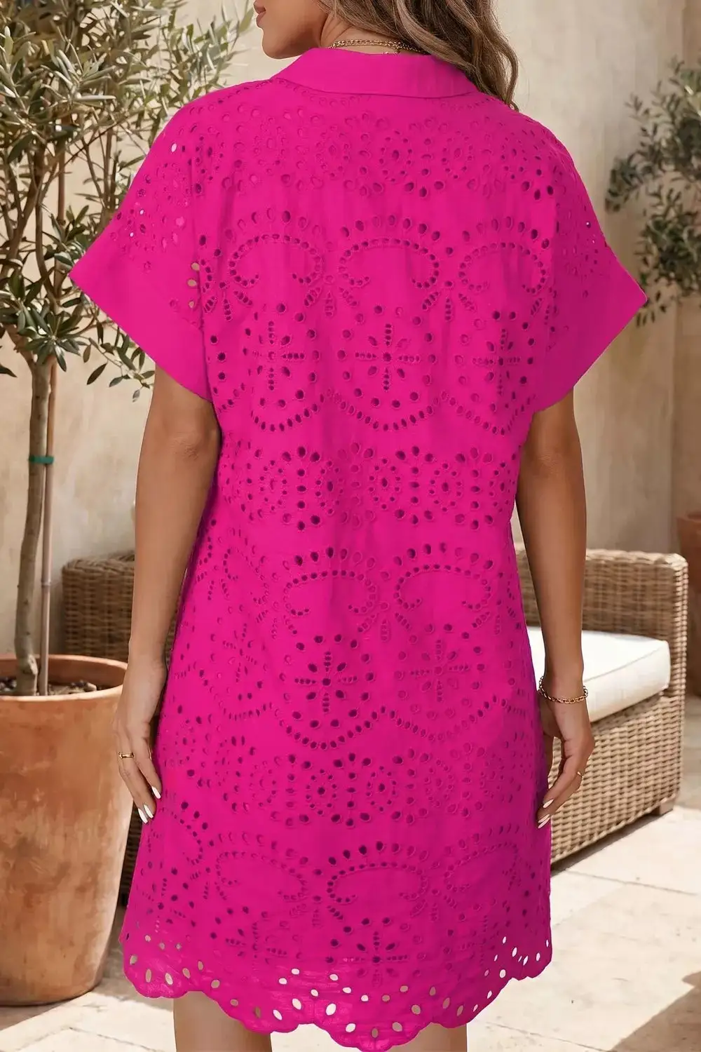 Eyelet Short Sleeve Dress