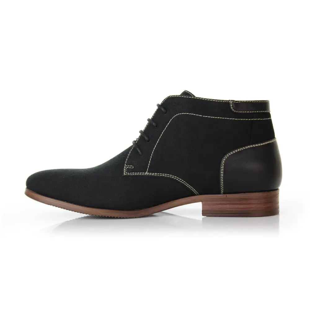 Polished Faux-Suede Suede Faux-Leather Chukka Boots