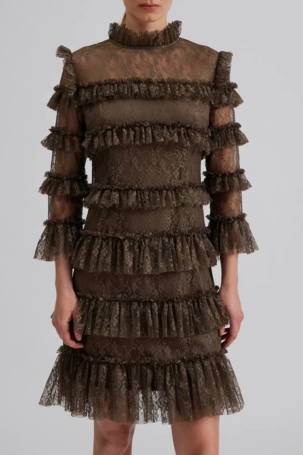 Tiered Fringe Lace Mini Dress