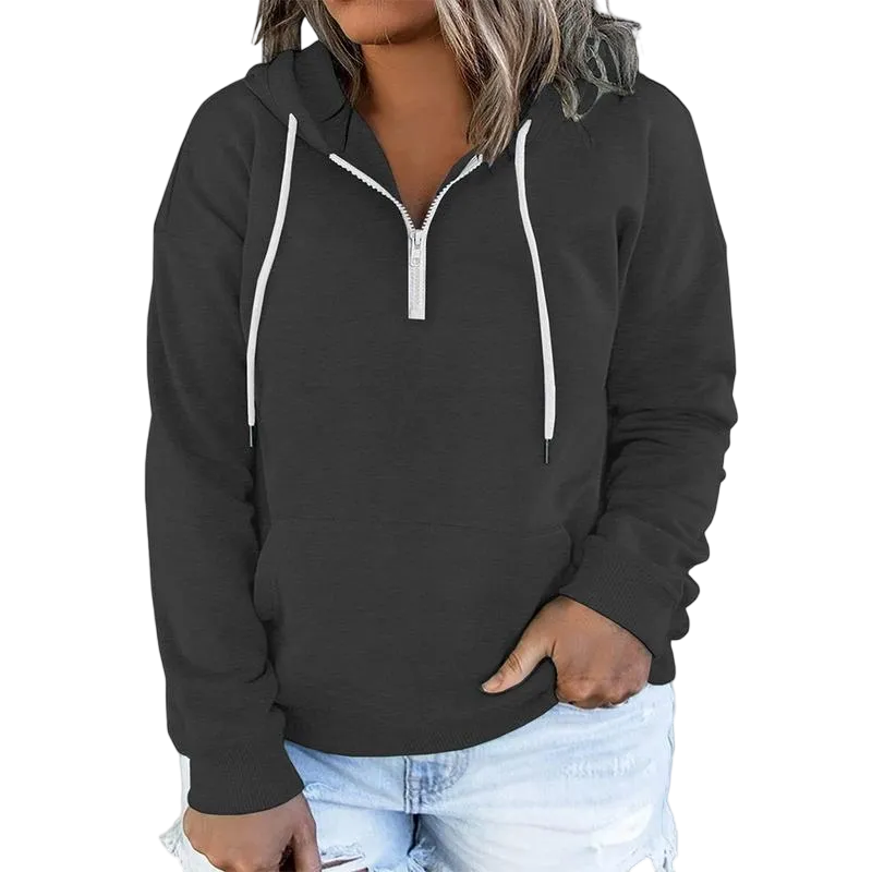 Women's Plus Size Quarter-Zip Hoodie - Lightweight Pullover with Pocket (1X-4X)