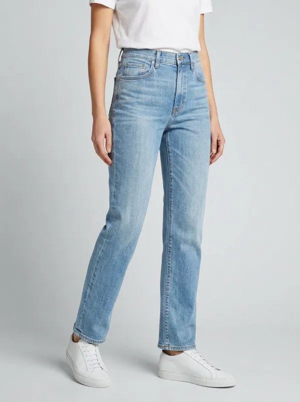 Practical High-Rise Vintage-Wash Women's Straight-Leg Jeans