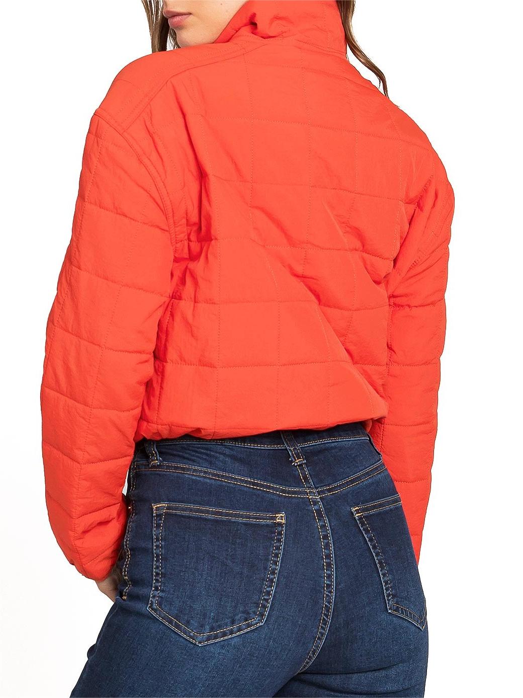 Bright Orange Puffer Crop Jacket