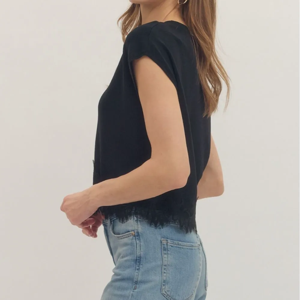 Textured Lace Hem Top