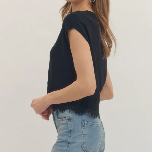 Textured Lace Hem Top