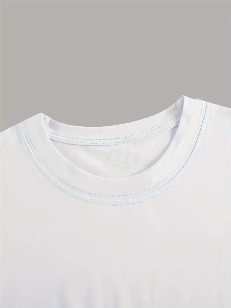 Women's Short Sleeve T-Shirts Multipack, Solid Color Round Neck Casual Tee Tops
