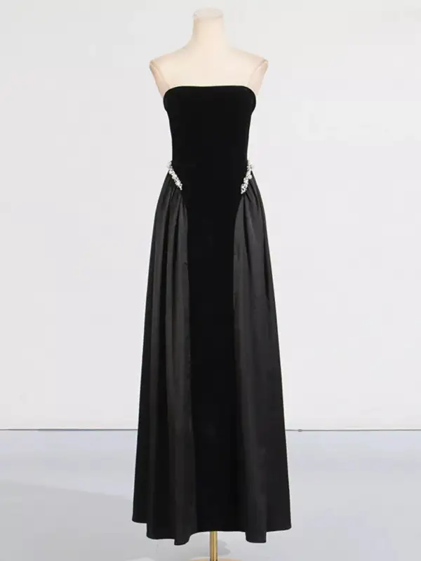 Lace Up Back Tube Maxi Dress
