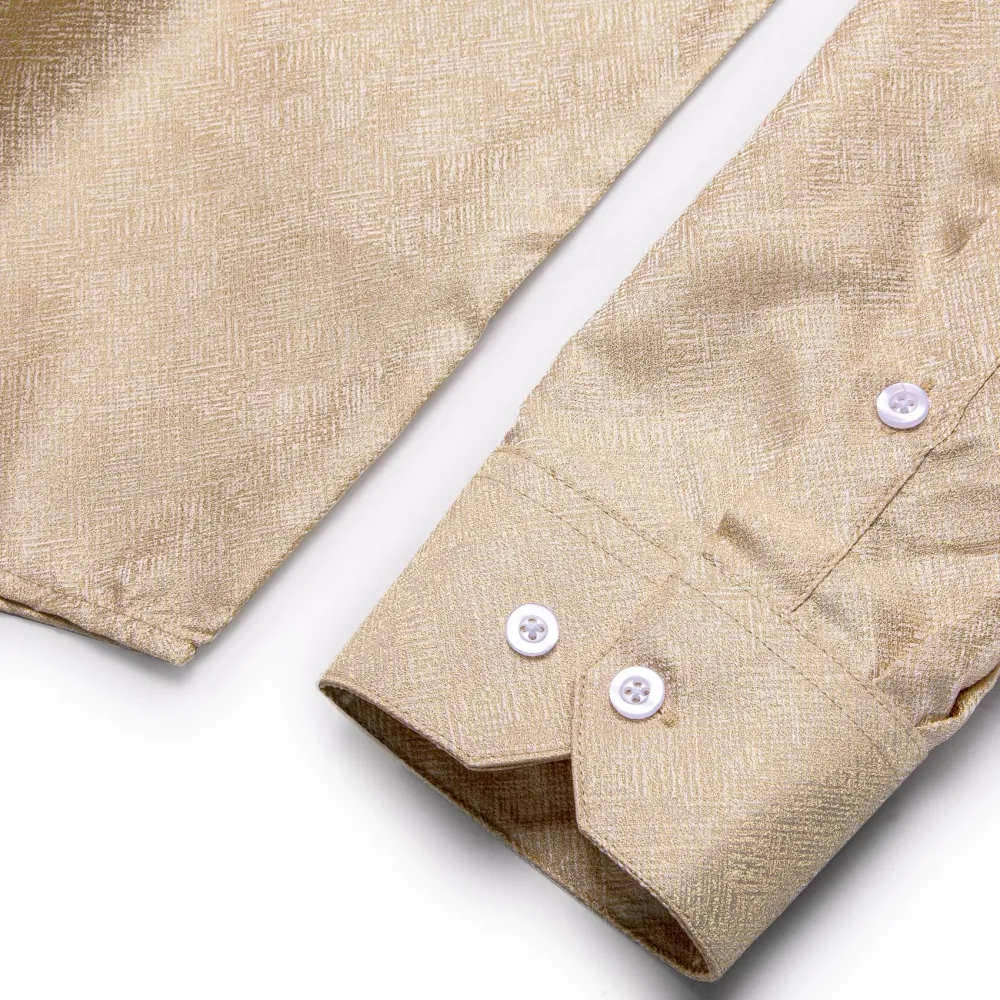 Jacquard Long Sleeve Silk Dress Shirt
