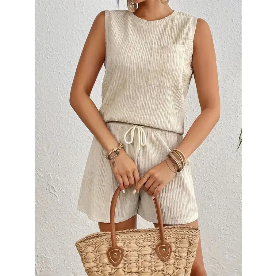 Round Neck Tank Top and Shorts Set