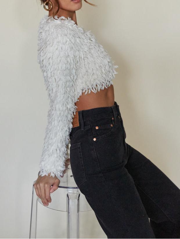 Cropped Fringe Cardigan