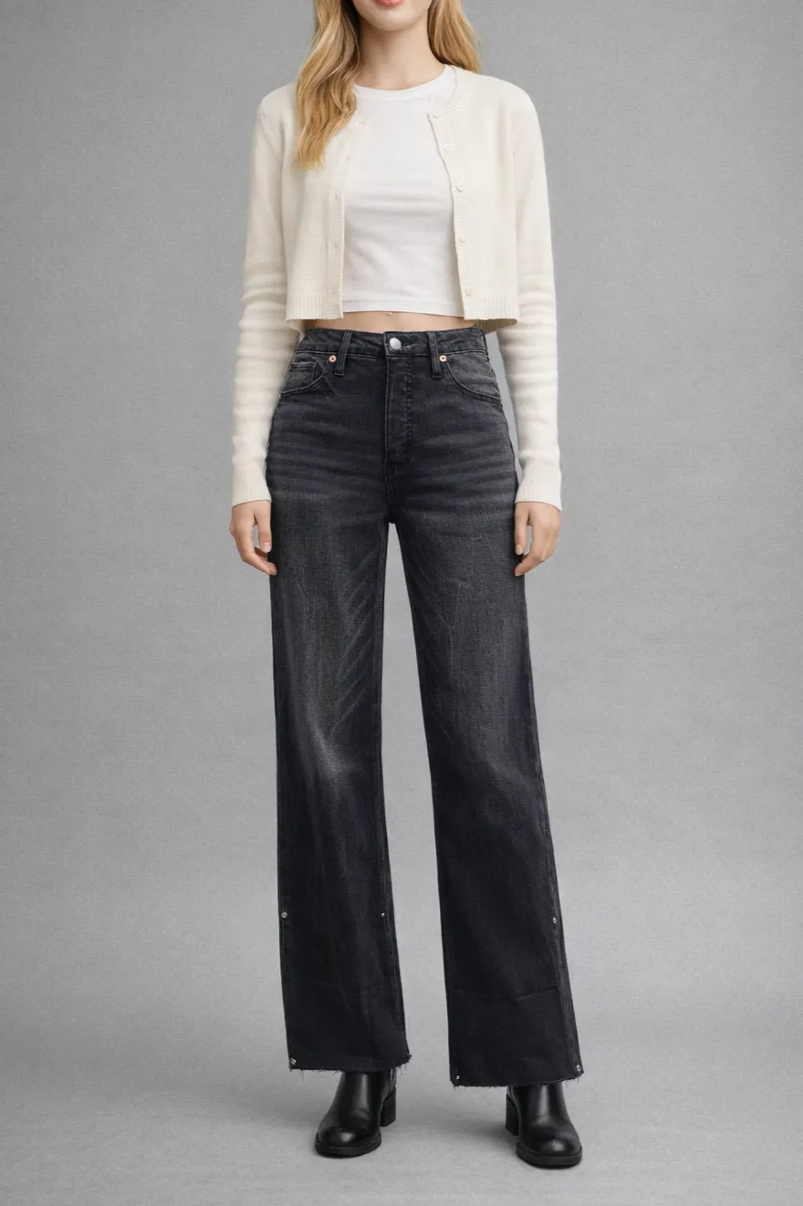 High Rise Wide Leg Relaxed Denim Jeans