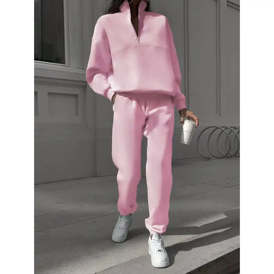 Classic Half Zip Sweatshirt and Pants Set
