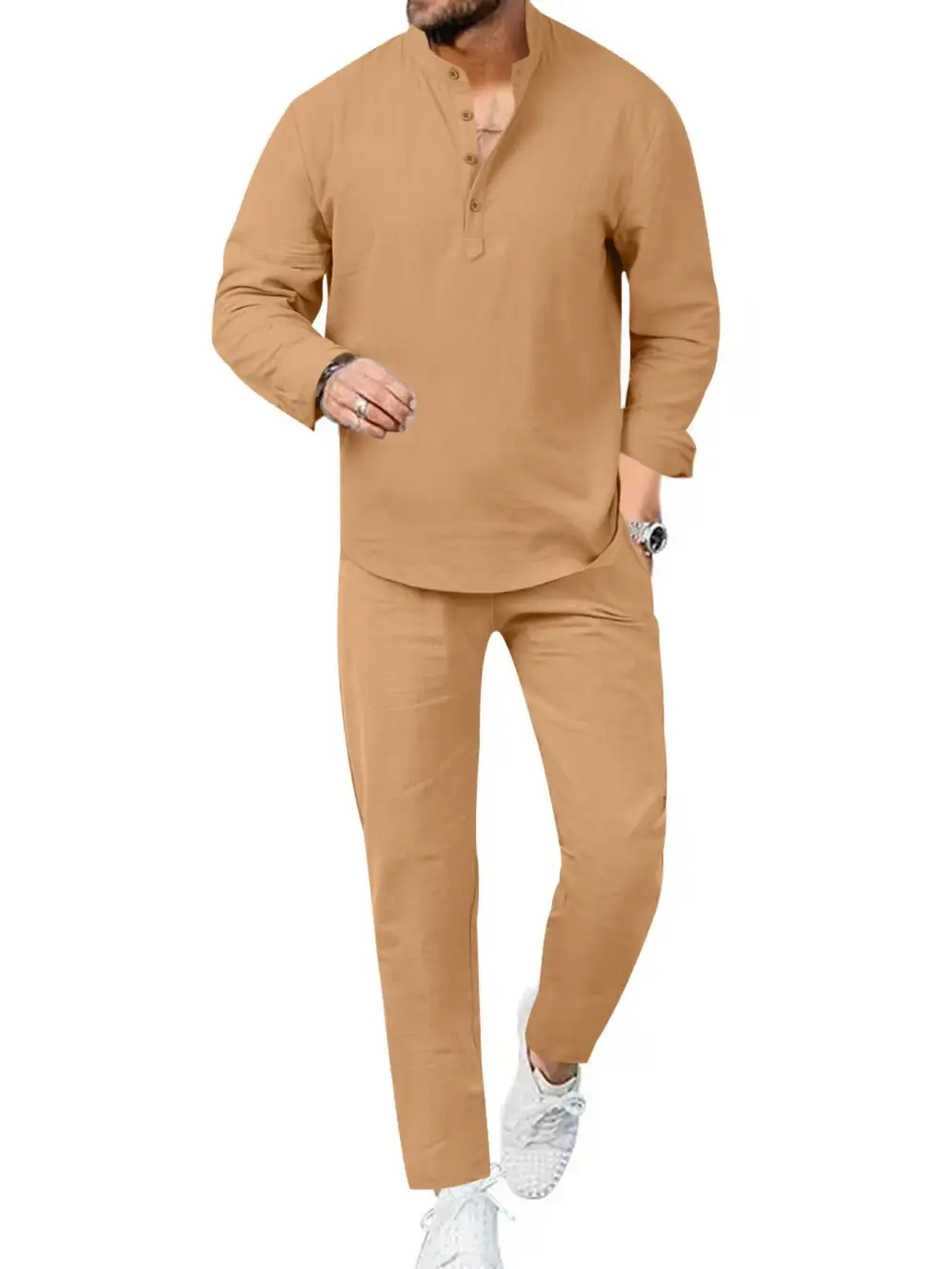 Men's Full Size Casual Long Sleeve Shirt and