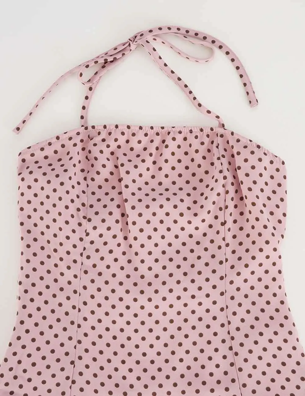 Chic Polka Dot Square Neck Halter Mini Dress