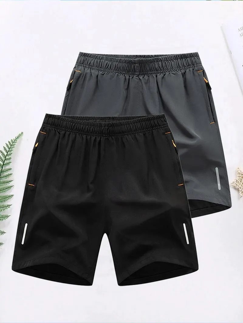Men's Solid Color Zipper Pocket Shorts