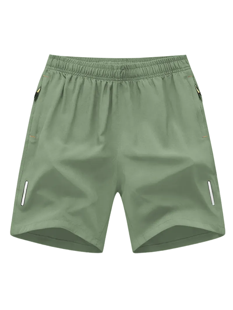 Men's Solid Color Zipper Pocket Shorts
