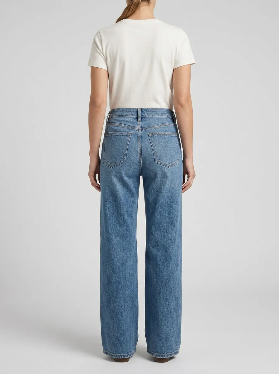 Effortless High-Rise Wide-Leg Denim Jeans