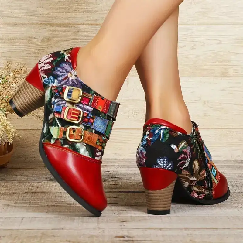 Lace Up Block Heel Ankle Boots
