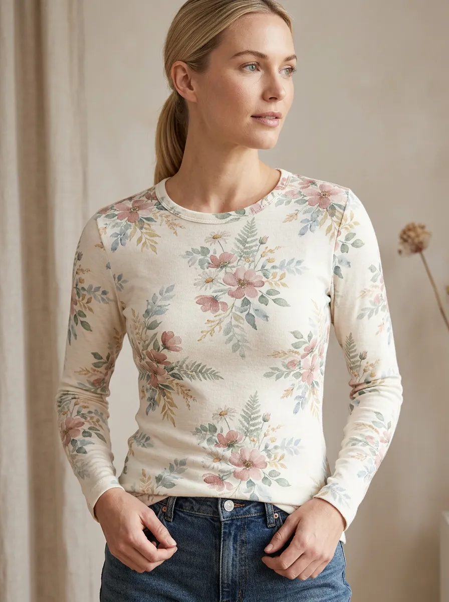 Women's Woodland Bloom Long Sleeve Thermal Top