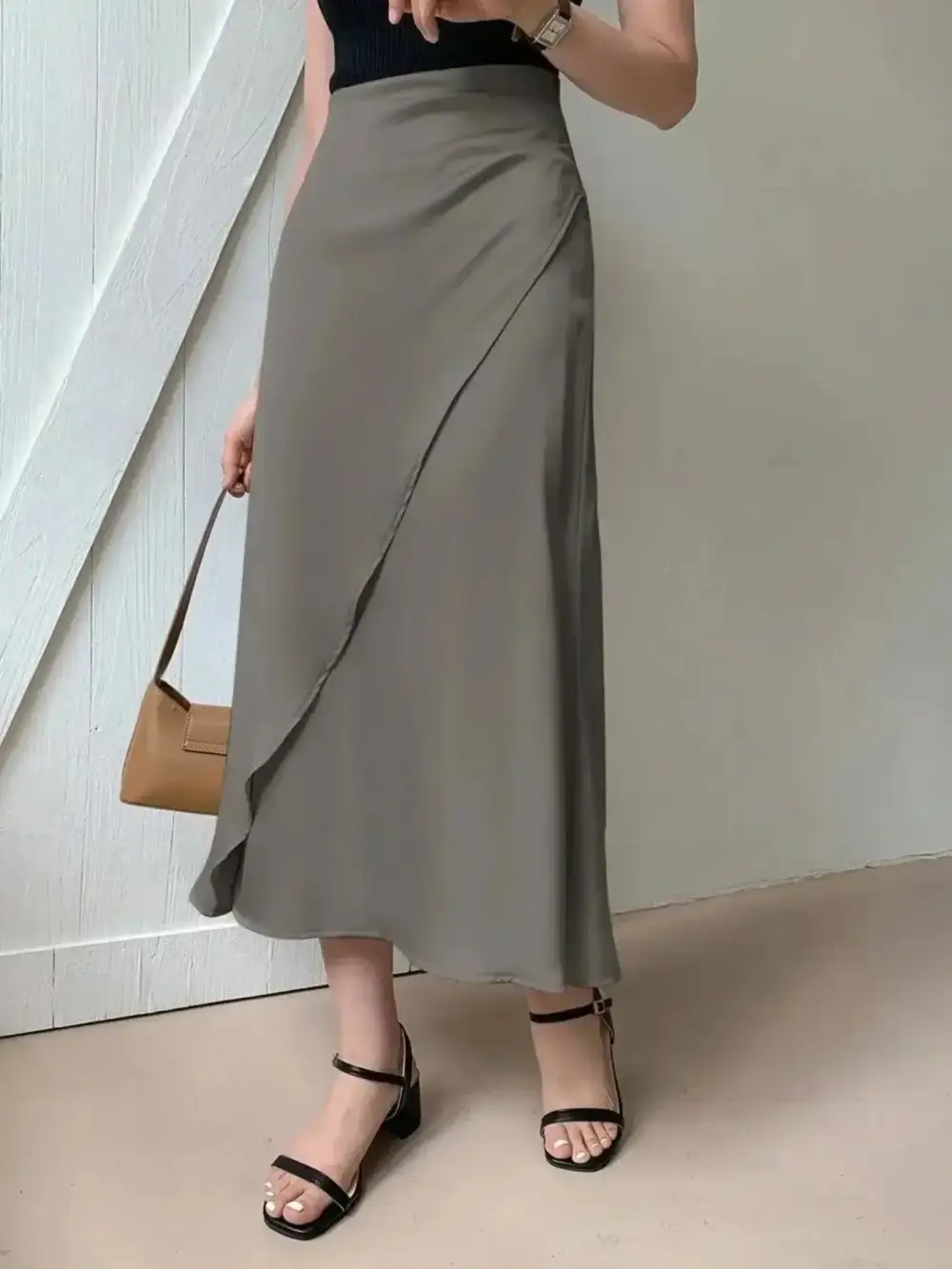 Airy Wrap Asymmetric Skirt