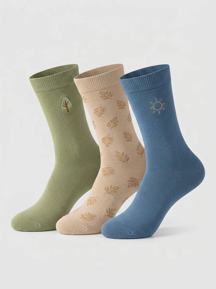 Classic Botanical Women's Three-Pair Crew Socks