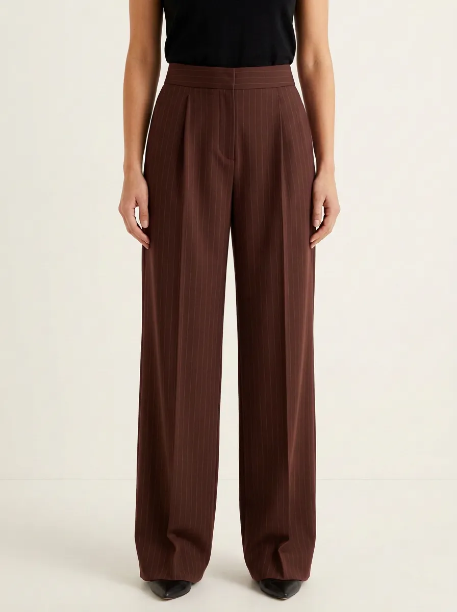 Refined Wide-Leg Pinstripe Printed Women's Wide-Leg Pants