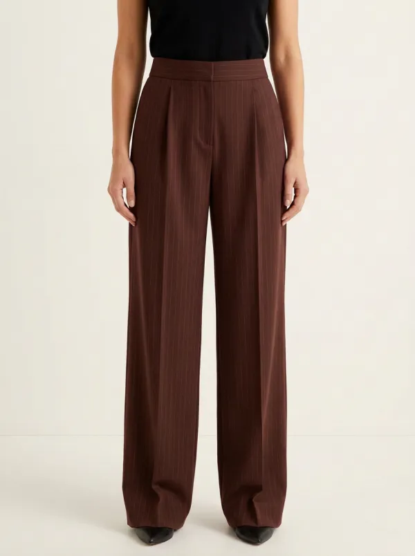 Refined Wide-Leg Pinstripe Printed Women's Wide-Leg Pants