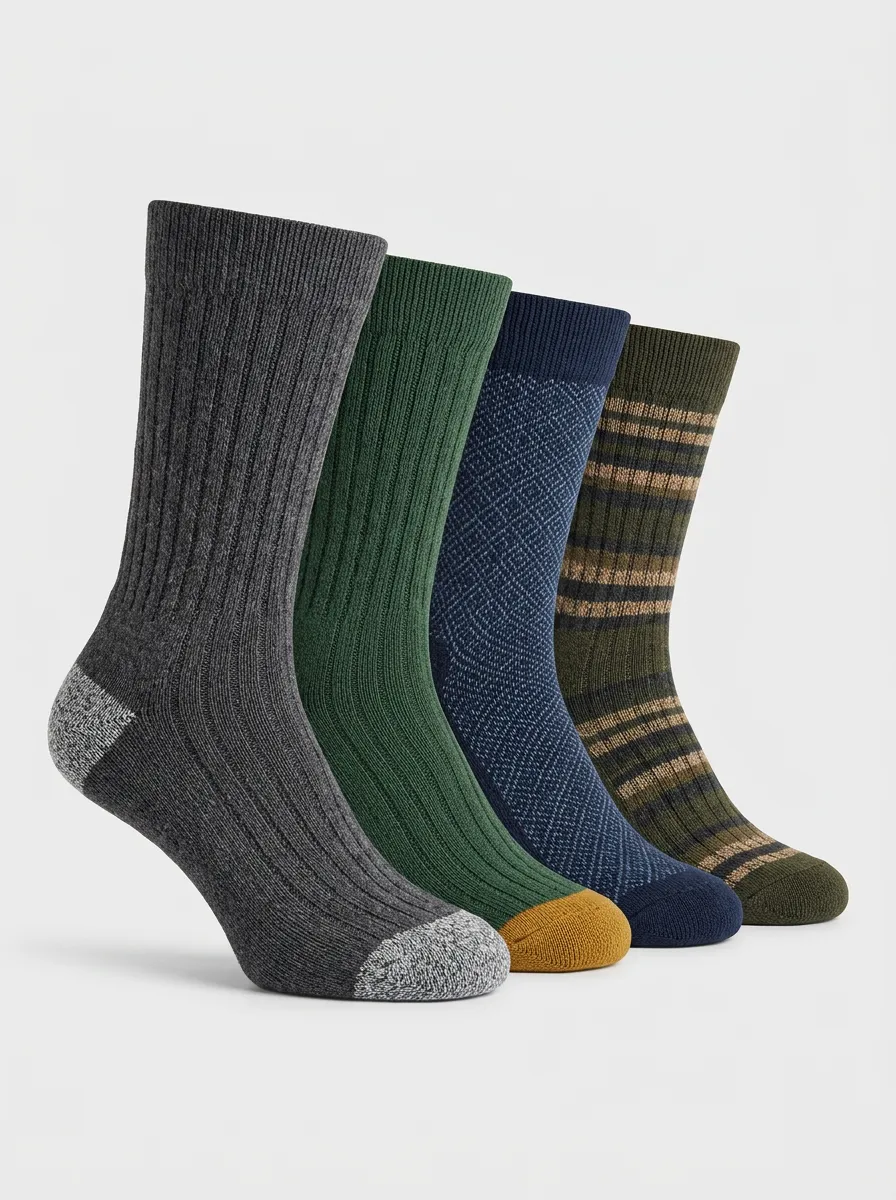 Relaxed Crew Silhouette Men's Four Pair Socks