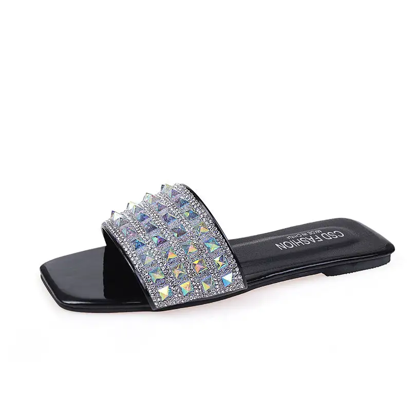 Rhinestone Detail Flat Sandals
