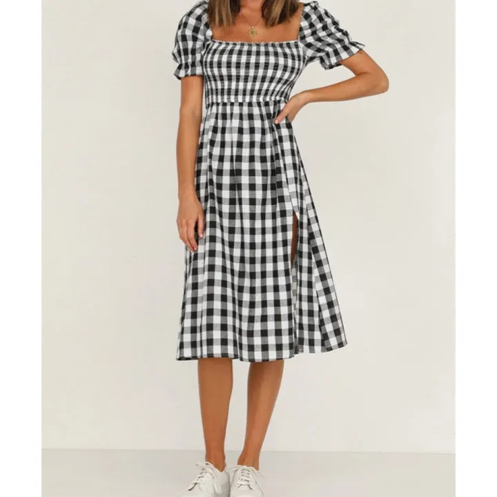 Full Size Slit Short Sleeve Midi Dress