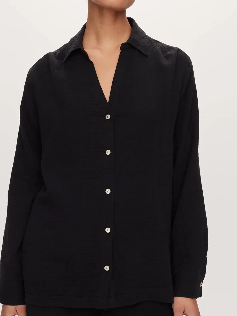 Solid Color Cotton Waffle Shirt