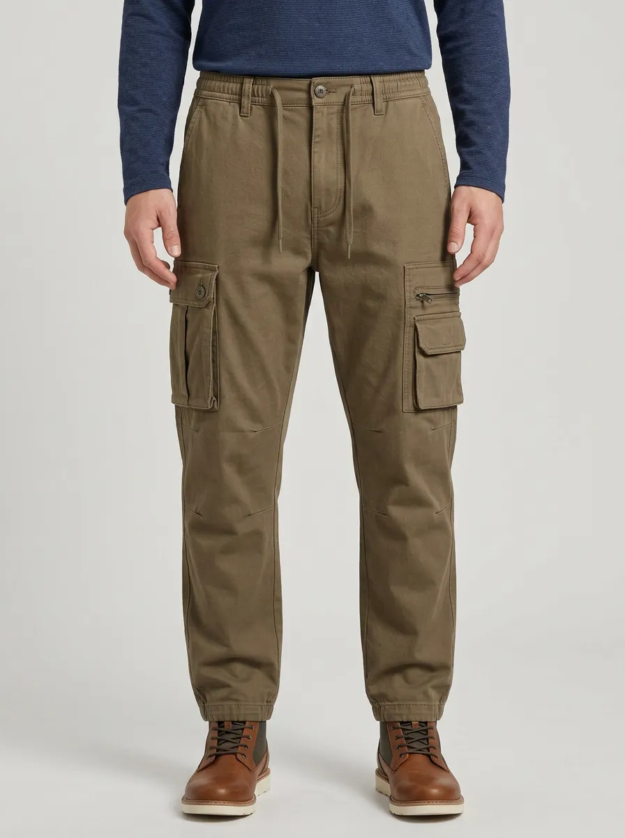 Men's Casual Outdoor Olive Green Multi-Pocket Cargo Pants