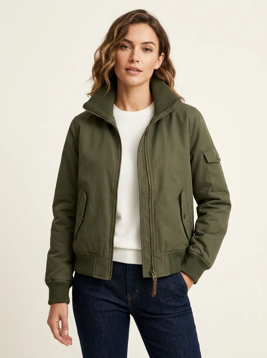 Quilted Utility Denim-Style Women's Casual Jacket